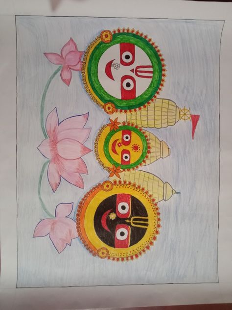 Jagannath Balabhadra and Subhadra art 🎨 Jagannath Drawing Easy For Kids, Jagannath Drawing Pencil Sketch, Jagannath Rangoli Design, Jagannath Drawing Easy, Jagannath Sketch, Jagannath Rangoli, Jagannath Painting Easy, Jagannath Drawing, Jay Jagannath