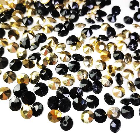 PRICES MAY VARY. Package and Size: black and gold colors mixed, 7 mm(0.31 inch), approx 3800 pieces packed. They are made of high quality material and have multiple aspects,great for wedding decoration Vase Fillers: They are made by injection molding, so they won’t fade for many years, perfect as glass vase filler,bowl filler and floral arrangement for home decoration,also you can put them around the candles for decoration Wedding and Party: we have many colors for your choice, they are bright a Black And Gold Table Decorations Classy, Black And Gold Wedding Table Setting, Black Gold And White Party, Black And Gold Table Centerpieces, Gold Table Centerpieces, Black And Gold Centerpieces, Gold Table Decorations, Gold Votive Candle Holders, Black And Gold Party Decorations