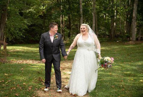 The wedding couple laughing and holding hands Lady Gaga Song, Couple Laughing, Asheville Wedding, Colorful Wedding, Best Wedding Venues, Resort Wedding, We Fall In Love, Wedding Couple, Beautiful Soul