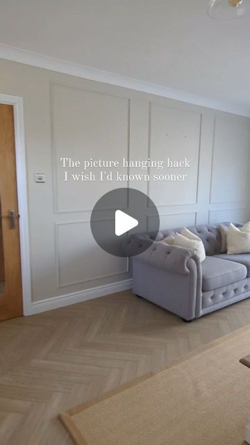 @at_home_with_betty on Instagram: "The picture hanging hack you need to know about!  The first time we hung these frames (pre-panelling) it took approximately 500 times longer because I hadn't yet seen this hack...  Safe to say this is an absolute game changer!!  • Wall colour - Egyptian Cotton by Dulux • Frames - The Range • William Morris prints - Amazon • Sofa - DFS • Panelling - Skirting World  P.s. When did Blu-Tack stop being blue?!  . . . . #homehacks #panelling #pictureframe #wainscoting #pictureframemoulding #williammorris #williammorrisprint #girlswhodiy #therange #dfs #duluxegyptiancotton #skirtingworld #picturehanging #howtohangapicture #diyhowto" Picture Rail And Panelling, Traditional Wall Paneling Ideas, Wainscoting With Picture Frames, Picture Frame Paneling, How To Arrange Pictures On Wall, Living Room Panelling Ideas, Dulux Egyptian Cotton, Amazon Sofa, William Morris Prints