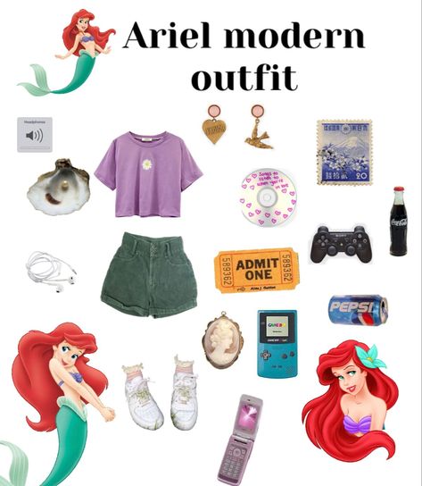 Ariel Inspo Outfit, Ariel Outfit Ideas Casual, Ariel Aesthetic Outfit, Ariel Modern Outfit, Little Mermaid Disney Outfit, Modern Ariel Outfit, Little Mermaid Outfit For Women, Ariel Inspired Outfits, Ariel Outfit Ideas