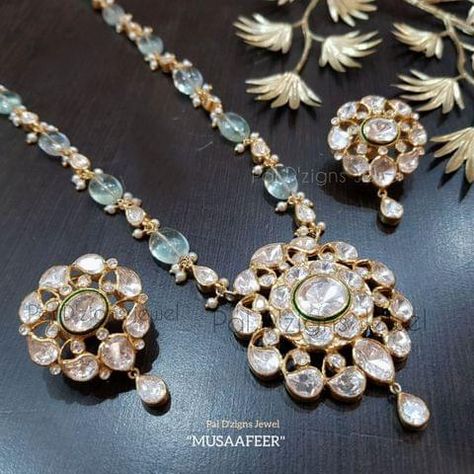 Polki Pendant Set Uncut Diamond, Victorian Polki Jewellery, Polki Pendant Set, Kundan Pendant Set, Polki Pendant, Jewellery Designing, Beautiful Wedding Jewelry, Wedding Jewellery Designs, Bridal Jewellery Earrings