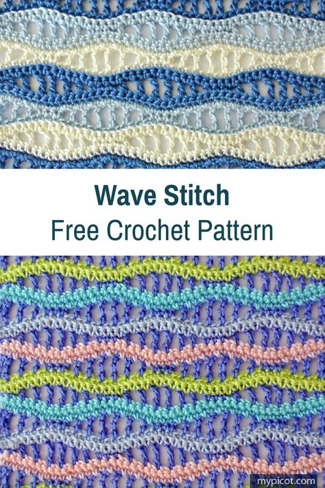 Learn A New Crochet Stitch: Crochet Wave Stitch - Knit And Crochet Daily Crochet Wave Stitch, Crochet Wave Pattern, Wave Stitch, Summer Shawl, Colorful Crochet, Stitch Crochet, Crochet Summer, Crochet Stitches Tutorial, Crochet Stitches Patterns