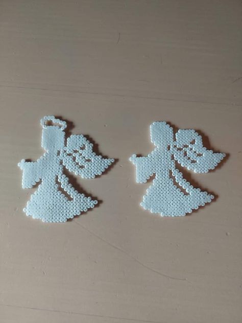 Perler Beads Angel, Angel Perler Bead Patterns, Angel Perler Beads, Hama Beads Christmas, Xmas Beads, Christmas Perler Beads, Beaded Angels, Perler Art, Hama Beads Patterns