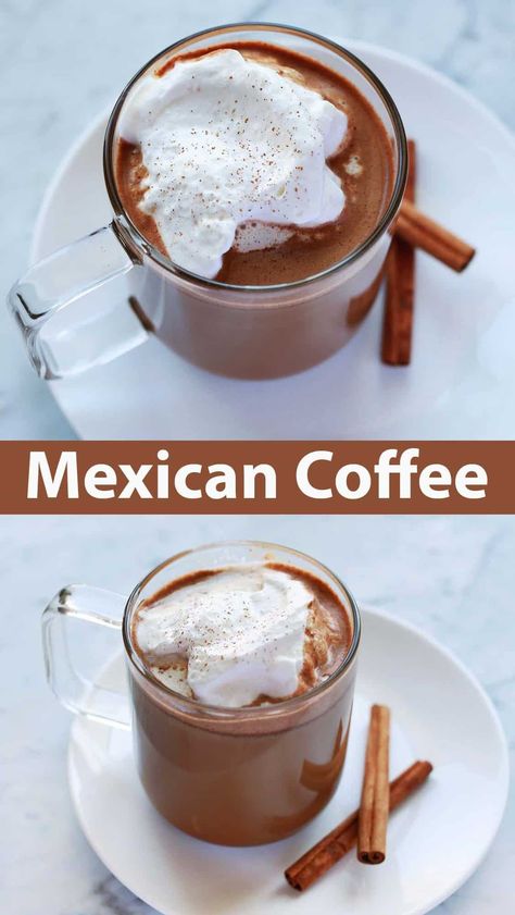 Mexican Coffee - A Beautiful Mess Mexican Coffee Recipe, Mexican Mocha, White Drinks, Mexican Coffee, Easy Coffee Recipes, Mexican Hot Chocolate, Dessert Party, Easy Mexican, Coffee Drink Recipes