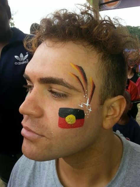 Aboriginal Face Painting, Aboriginal Face Paint, Aboriginal Flag, Flag Face, Kids Face Paint, Australia Day, Face Painting Designs, Body Painting, Face Painting