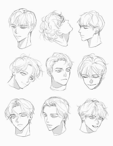 Boy Hair Drawing, Hair Drawing Reference, Drawing Male Hair, Drawing Hair Tutorial, Anime Boy Hair, Výtvarné Reference, Drawing Hair, Hair Sketch, Hair Drawing