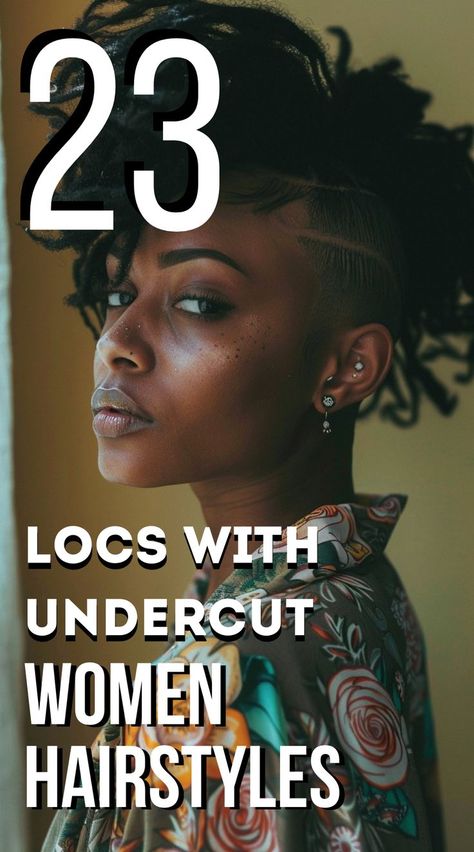 Explore the bold combination of an edgy undercut with the elegant flow of locs. This hairstyle is perfect for women who enjoy a distinctive style that balances boldness and beauty. Locs With Undercut, Locs With Undercut Women, Undercut For Women, Undercut Natural Hair, Edgy Undercut, Thicker Eyebrows Naturally, Traditional Locs, Shaved Design, Shaved Designs