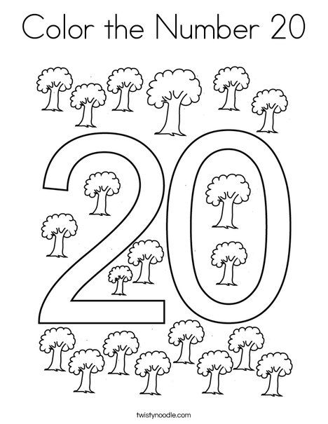 Color the Number 20 Coloring Page - Twisty Noodle Number 20 Crafts For Preschool, Number 20 Activities, Number 20 Activities For Preschool, Number 20 Worksheets For Preschool, Number 20 Worksheet, Coloring Numbers, Color The Number, Capital Letters Worksheet, Preschool Color Activities