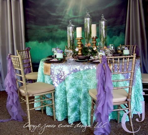 Mermaid Wedding Decor, Ariel Wedding Theme, Little Mermaid Wedding Theme, Mermaid Theme Wedding, Josie Wedding, Mermaid Bridal Showers, Disney Sweet 16, Little Mermaid Wedding, Xv Ideas