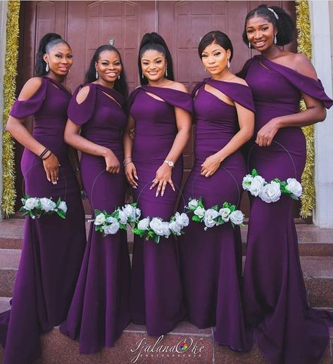 20+Colourful Brides maid Dresses on Parade - Stylish Naija Purple Satin Bridesmaid Dresses, Bridesmaid Dresses Mermaid, Cheap Long Bridesmaid Dresses, Purple Bridesmaid Dress, Custom Bridesmaid Dress, Designer Bridesmaid Dresses, Purple Bridesmaids, Purple Dresses, Purple Mermaid