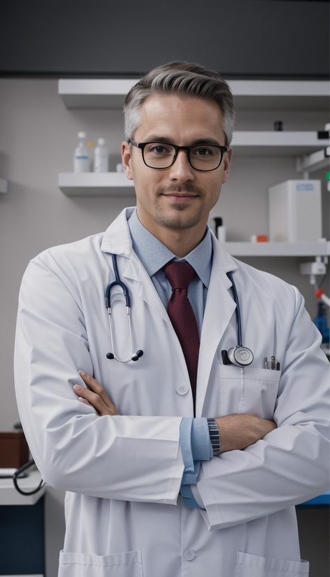 a man in a lab coat standing with his arms crossed, medical background, digital health, health supporter, medical drawing, male physician, medical doctor, health, wearing a white lab coat, healthcare worker, clean medical environment, medical depiction, doctor, medical illustration, (doctor), medical, digital medical equipment, medical supplies, imaginfx, medical reference, white coat Medic Pose Reference, Doctors Portrait Photography, Doctor Headshots, Lab Coat Fashion, Doctor Profile, Doctor Portrait, Doctor Pictures, Doctor Photo, Mens Doctor