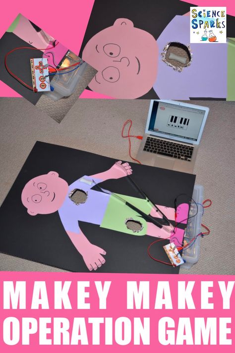 Giant Makey Makey Operation game - make a huge operation game with a Makey Makey! #MakeyMakeyProjects #techprojects #scienceprojects Operation Game Pieces, Science Experiments For Teens, Plant Experiments, Fun Science Experiments, Kitchen Science Experiments, Science Tricks, Makey Makey, Operation Game, Kitchen Science