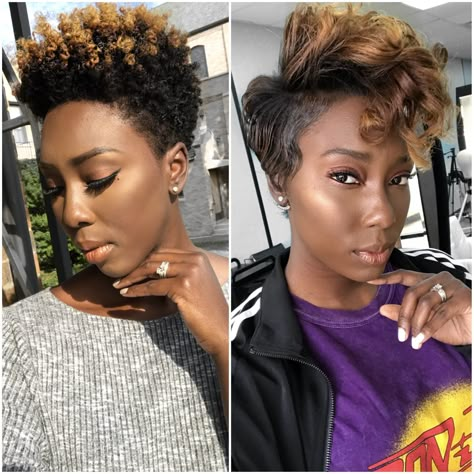 Curly Hair vs Straight Hair @daynabolden Natural Hair Pixie Cut, Pressed Natural Hair, Straightening Natural Hair, Silk Press Natural Hair, Tapered Natural Hair, Natural Hair Cuts, Tapered Hair, Natural Hair Short Cuts, Pixie Haircut For Thick Hair