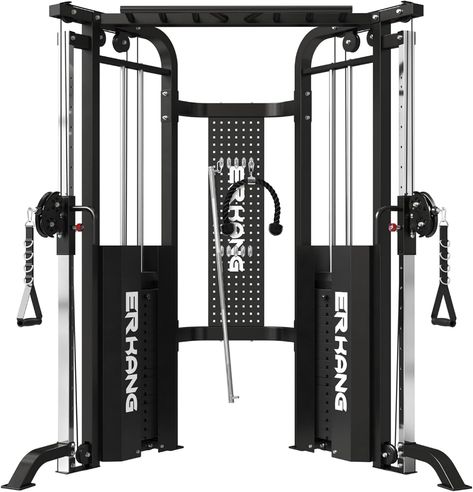 ER KANG Functional Trainer with Selectorized Weight Stack... Cable Crossover Machine, Cable Crossover, Functional Trainer, Chest Fly, Pulley System, Cable Machine, Rowing Machine, Garage Gym, Fitness Club