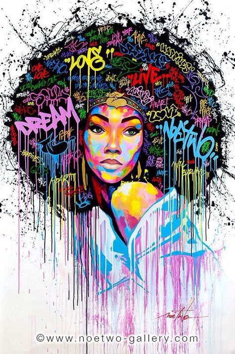 I really like this because i feel like this says that you can be what you and wear what you want and you shouldn't care what others think as long as you are okay with yourself. Cool Graffiti Art, French Graffiti, Street Art Illustration, Graffiti Portrait, Illustration Pop Art, Pop Art Images, Urbane Kunst, Natural Hair Art, Afrique Art