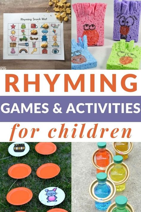 Rhyming Small Group Activities, Montessori Rhyming Activities, Rhyming Word Activities Preschool, Rhyme Production Activities, Phonological Awareness Activities Preschool, Rhyming Words For Preschoolers, Pre K Rhyming Activities, Rhyming Games Preschool, Teaching Rhyming Preschool