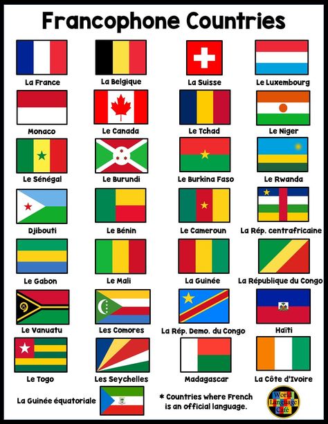 Countries And Capitals, Flag Of France, French Speaking Countries, Francophone Countries, World Language Classroom, World Language, French Speaking, High School Lesson Plans, Middle School Lesson Plans