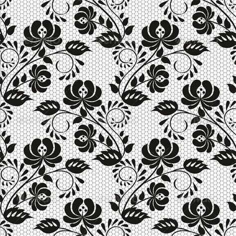 Seamless Background with Lace Floral Pattern by Sveta_Aho | GraphicRiver Flower Illust, Dresses Expensive, Ornamental Pattern, Art Backdrop, Clothes Decoration, Flower Art Drawing, Paisley Art, Black Clothes, Fashion Design Patterns