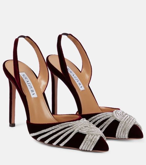 Very High Heels, Jeweled Shoes, Aquazzura Shoes, Wedding Party Dress, Satin Pumps, Strap Pumps, Evening Shoes, Slingback Heel, Slingback Pump