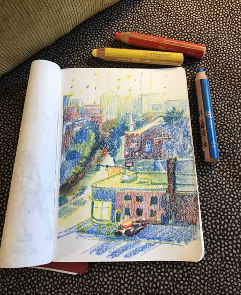 Oil Pastel And Pencil Drawing, Oil Color Pencil Art, Oil Pastel Pencils, Sketch Book Colored Pencil, Colored Pencil Aesthetic, Pastel Pencil Art, Pencil Crayon Drawing, Soft Oil Pastel, Pencil Inspiration