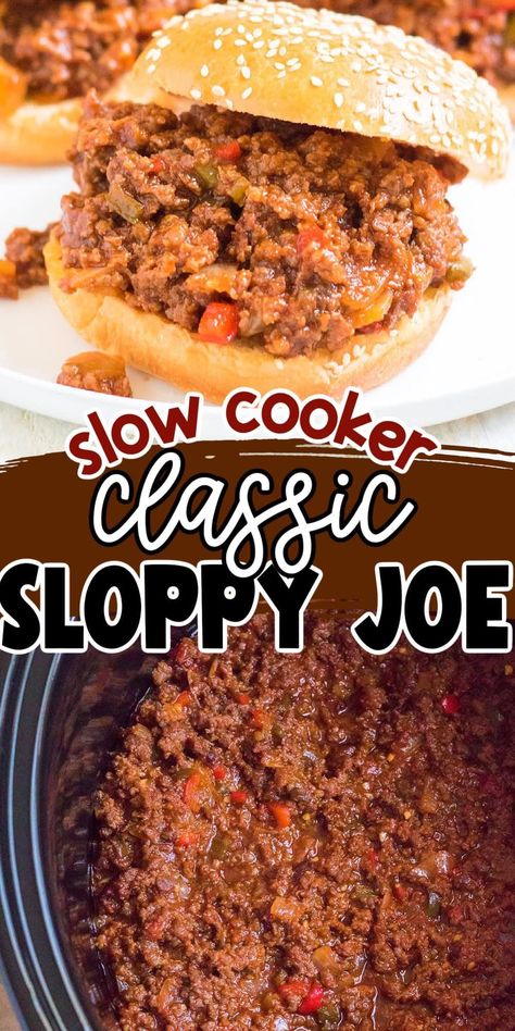 Slow Cooker With Hamburger Meat, Crockpot Hamburger Bbq, Sloppy Joes In Crock Pot, Crockpot Sloppy Joe Recipe Crock Pot, Homemade Sloppy Joe Recipe Slow Cooker, Easy Crockpot Sloppy Joes, Crockpot Manwich Sloppy Joes, Crockpot Sloppy Joes Manwich, Crock Pot Sloppy Joes Easy