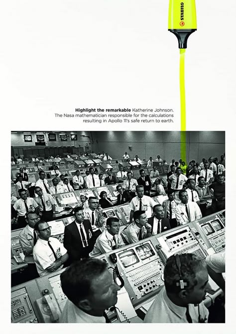 Stabilo print ads Highlight the Remarkable Katherine Johnson, Clever Advertising, Hidden Figures, Ad Of The World, 광고 디자인, Cannes Lions, Publicidad Creativa, Colin Kaepernick, Great Ads