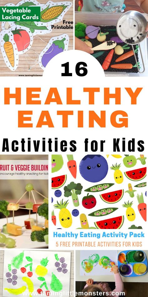 Healthy Eating Activities For Kids, Food Activities For Toddlers, Healthy Eating Activities, Healthy Habits Activities, Healthy Food Activities For Preschool, Healthy Habits Preschool, Healthy Food Activities, Healthy Food Art, Food Lessons