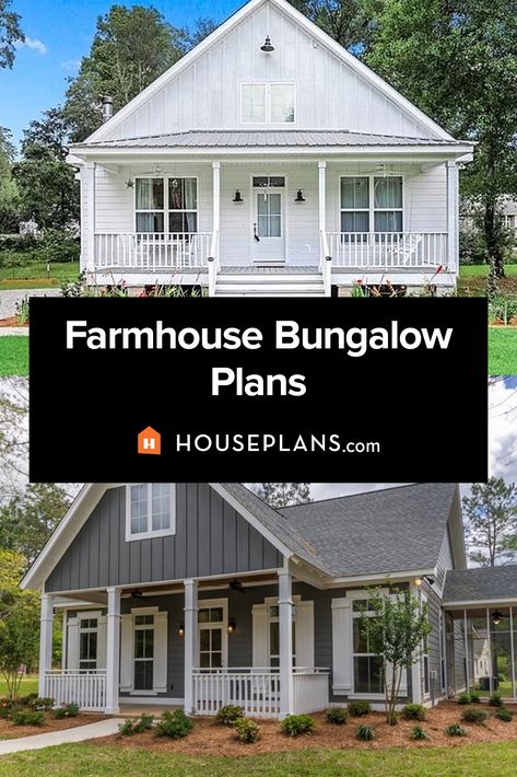 Rustic Bungalow House Plans, Bungalow Farmhouse Plans, Cute Bungalow Homes, Bungalow Farmhouse Exterior, Farmhouse Bungalow Floor Plans, Bungalow Homes Plans, Bungalow Floor Plans One Story, Bungalow With Porch, Affordable House Plans To Build