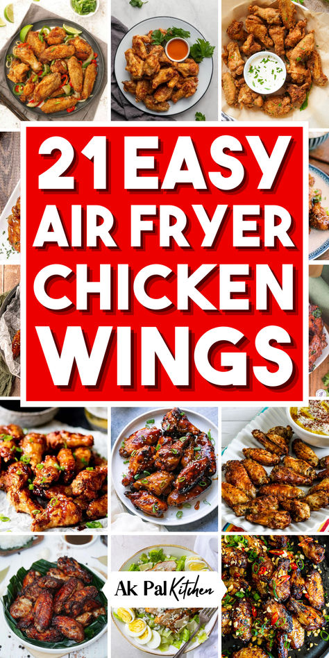 Discover easy and flavorful air fryer chicken wings that deliver perfectly cooked, crispy results every time. From classic buffalo air fryer wings to garlic Parmesan and teriyaki chicken recipes, our homemade air fried chicken wings are sure to be a crowd-pleaser. Dive into the world of healthy chicken wing snacks, featuring the perfect balance of flavor and crunch. Make every bite count with BBQ chicken wing delights that are both delicious and easy to prepare. Air Fried Chicken Wings Recipe, Air Fried Chicken Wings, Air Fryer Recipes Chicken Wings, Healthy Chicken Wings, Wings Recipe Baked, Easy Air Fryer Chicken, Chicken Wing Recipes Fried, Air Fry Chicken Wings, Air Fryer Wings