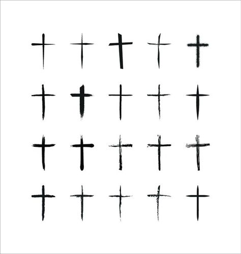 Cross icons by wavebreak on @creativemarket Tattoo Writing Fonts, Easter Icons, Small Cross Tattoos, Tattoo Font For Men, Simple Cross Tattoo, Small Cross Tattoo, Tattoo Fonts Cursive, Omerta Tattoo, Aesthetic Tattoos