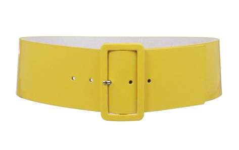 PRICES MAY VARY. High waist wide belt Self covered matching color center bar rectangular buckle Patent leather: Soft genuine leather (80%) and man made Patent Leather (20%) Width: 3" (75 mm) Sizing: this belt size is measured from buckle fold to the center hole at tip end, order about 2 inches larger than where you will wear this belt, e.g. 26" waist order size XS/S-28"; 29-31" waist order size S/M-32"; 34-35" waist order size M/L-36"; 37-39" waist order size L/XL-40" This wide high waist fashio Yellow Belt, Style Steal, Chunky Knit Blanket, Large Scarf, Dress Gloves, High Waist Fashion, Fashion Belts, Yellow Wedding, Red Dark