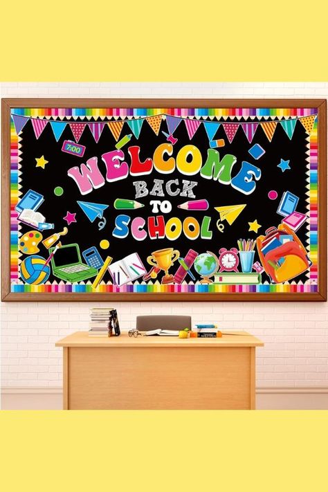 Back to School Bulletin Board Decorations Welcome Back Classroom Bulletin Board Set- Pencil-Notebook Paper- Cutouts- First Day of School-Party Supplies for Wall Decor School Theme Classroom, Back To School Bulletin Board Ideas, Welcome Back To School Bulletin Boards, Preschool Chalkboard, Hallway Bulletin Boards, Chalkboard Wall Decor, Welcome Bulletin Boards, Skin Anatomy, Classroom Accessories