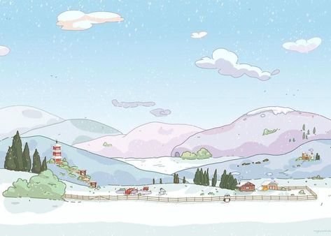 Ashleigh on Instagram: "which is your favorite: winter 🌨️, fall 🍂, or summer 🍃? this is concept art of a village from my upcoming cozy game @wistful.orchids ⛩️ the best part about this drawing is definitely transforming the scene to different seasons. I loved sprinkling little Easter eggs to make each version unique and fun. it was quite a challenge tho! it encouraged me to really think about the different color pallets. for me, summer is vibrant greens and blues, fall is earth/fire tones an Cozy Gaming Desktop Wallpaper, Desktop Winter Wallpaper, Cozy Wallpapers, Cozy Drawings, Keyboard Themes Wallpaper, Orchid Wallpaper, Winter Cartoon, Cute Laptop Wallpaper, Iphone Wallpaper Sky