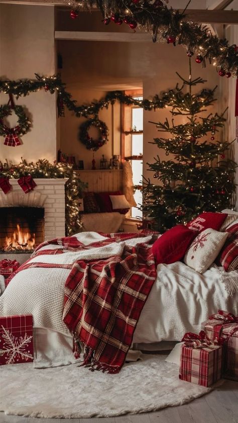 Christmas Decor Bedroom, Winter Collage, Christmas Bedroom Decor, Winter Bedroom, Christmas Dreaming, Holiday Room, Cozy Christmas Decor, Christmas Vibe, Christmas Decor Inspiration