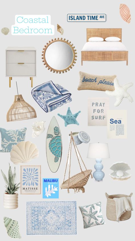 Bedroom inspiration #coastalgrandaughter #coastalbedroom #bedroominspiration #bedroomideas #bedroomdesign #coastalgranddaughterbedroominspo #inspoboard #bedroominspo #beachaesthetic #beachybedroom Coastal Room Decor, Surf Room Decor, Ocean Room Decor, Beachy Room Decor, Summer Room Decor, Room Wishlist, Beach Room Decor, Surf Room, Beachy Room