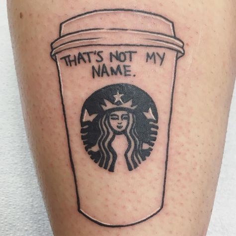 #starbucks #funny #tattoo #tattoos #thatsnotmyname #ink #barrie #rubytattoostudio #starbuckstattoo #daniioconnortattoos #simpletattoo… Starbucks Tattoo, Starbucks Funny, Ruby Tattoo, Horrible Tattoos, Funny Tattoo, Cup Tattoo, Pumpkin Tattoo, Coffee Tattoos, Starbucks Pumpkin