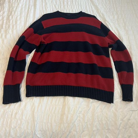 brandy melville navy and red striped sweater... - Depop Actual Grunge, Red Black Striped Sweater, Red Striped Sweater, Black Striped Sweater, Sweater Oversized, Sweater Oversize, Rory Gilmore, Striped Sweater, Gilmore Girls