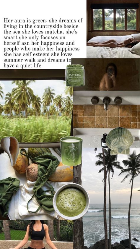 Green Moodboard, Green Tea Scrub, Green Aura, Organic Lifestyle, Magazine Collage, Vision Board Affirmations, Healthy Lifestyle Motivation, Focus On Me, Beach Aesthetic