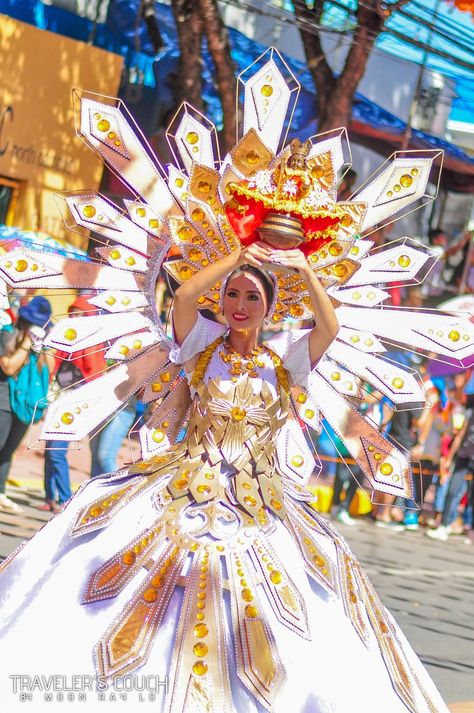 Cebu City's Famous Sinulog Festival- January 15th! Sinulog Outfit Ideas, Festival Headdress Philippines, Panagbenga Festival Costumes Drawing, Sinulog Queen Costume, Pahiyas Festival Costume, Dinagyang Festival Costume, Sinulog Festival Costume Sketch, Panagbenga Festival Costumes, Sinulog Festival Costume Drawing