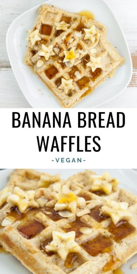 Banana Bread Waffle Recipe, Waffles Banana, Banana Bread Waffles, Smoothies Vegan, Vegan Waffles, Banana Slices, Vegan Brunch, Vegan Banana Bread, Waffle Toppings