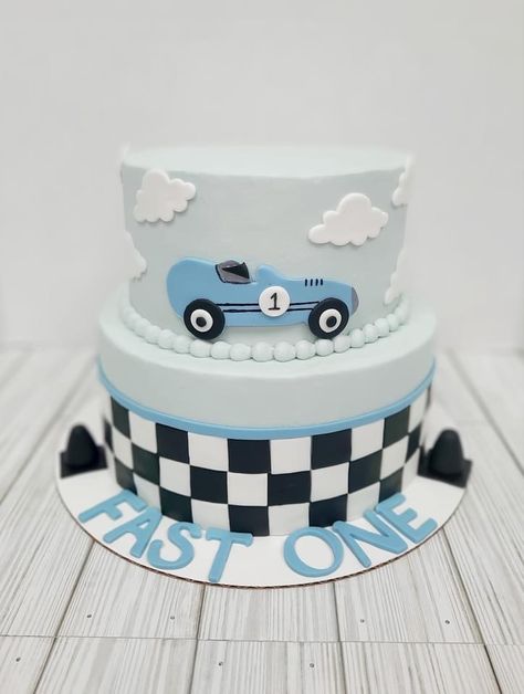 #talladeganights #racecarbirthday #nascar #firstbirthdayparty 1st Birthday Cake Car Theme, Race Car 1st Birthday Cake, First Lap Birthday Party Cake, Fast One Cake Ideas, First Lap Around The Track Birthday Cake, First Lap Birthday Cake, Fast One Birthday Party Cake, Racing Car Cake For Boys, Two Fast Cake Birthday