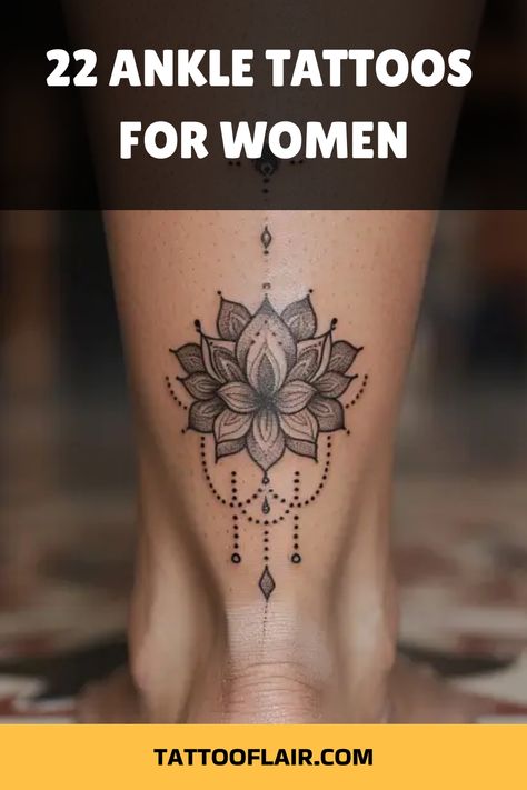 Discover elegant and meaningful ankle tattoo ideas for women. Explore unique ankle tattoo designs that are stylish and classy. Find inspiration for your next ankle tattoo with these creative female ankle tattoo ideas. From delicate designs to intricate patterns, there's something for every woman looking to adorn her ankles with a beautiful piece of art. Elevate your style and express yourself with the perfect ankle tattoo that resonates with you. Creative Ankle Tattoos, Tattoo On Back Of Ankle For Women, Cover Up Tattoos Ankle For Women, Above Ankle Tattoos For Women, Lotus Ankle Tattoos For Women, Ankle Tattoo Ideas Female, Back Ankle Tattoos For Women, Heel Tattoos For Women, Ankle Tattoo Meaningful