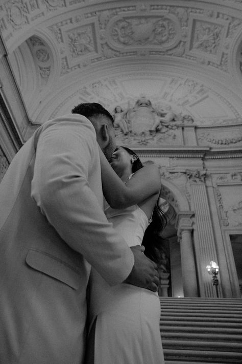 Wedding inspiration | elopement | civil wedding |courthouse wedding | engagement photo inspo | San Francisco city hall | city hall wedding | 2022 bride| 2023 bride | simple wedding dress | modern wedding | black and white | blurr photography | intimate wedding | sfcityhall | wedding on a budget | style inspo | chic wedding | bridal dress | film photography | revolve bridal dress | reyna maxi dress | wedding goals | couple goals | dream wedding | City Engagement Photos Black Couple, San Francisco Courthouse Wedding Photos, Black And White Courthouse Wedding, Denver Courthouse Wedding, Elopement Ideas Courthouse City Hall Weddings, San Francisco City Hall Engagement Photo, Courthouse Wedding Black Couple, Courthouse Wedding Photos Civil Ceremony, Revolve Bridal