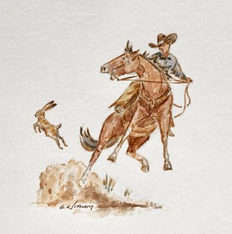 Watercolor Western Art, Western Watercolor Paintings, Western Watercolor, Country Watercolor, Cowboy Artwork, Western Artwork, Cowgirl Art, Cowboy Art, Horse Drawings