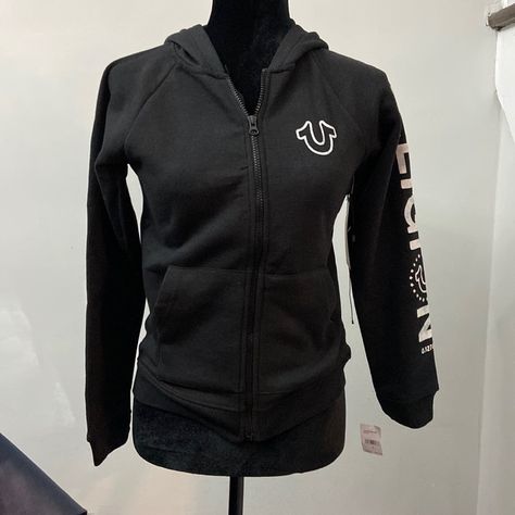 True Religion Zip Up Hoodie Black Brand New Sweaters Zip Up, True Religion Sweater, True Religion Hoodie, North Face Hoodie, Tie Dye Sweater, Clothing Pieces, Vintage Hoodies, Birthday List, Black Zip Ups