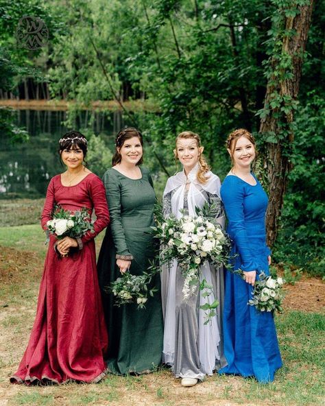 Medieval Wedding Bridesmaid Dresses, Medieval Bridesmaid, Winter Bridesmaids, Fantasy Wedding, Wedding Bridesmaid, Wedding Bridesmaids, Wedding Theme, Maid Of Honor, Wedding Stuff