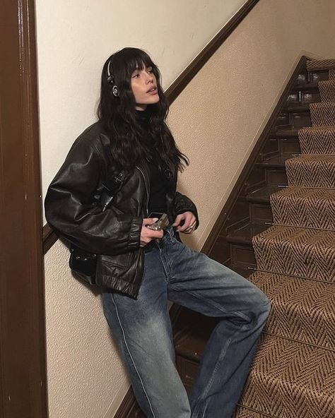 Womens Leather Jacket Outfit, Black Leather Jacket Outfit, Leather Jacket Outfit, Jacket Outfit Women, Mode Grunge, Leather Jacket Outfits, Jacket Outfit, Vintage Leather Jacket, Modieuze Outfits