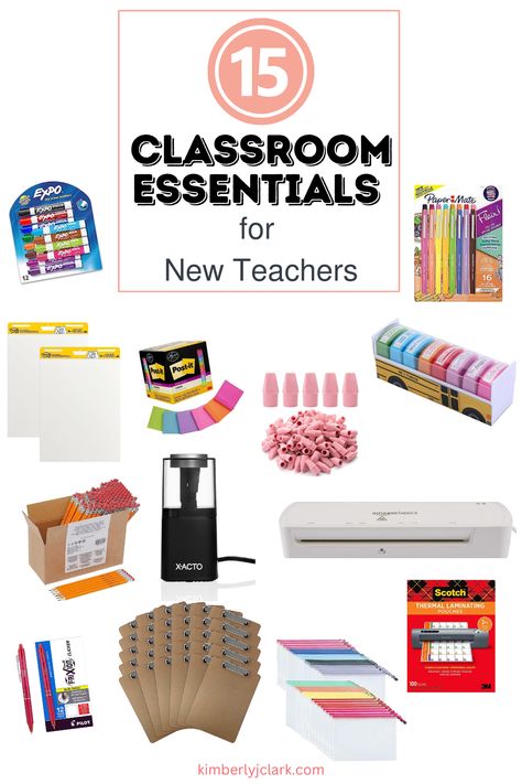 Classroom Essentials for any new teacher. When starting out teaching you only need a few essentials to get started. Teacher Essentials Kit, Teacher Accessories Classroom, Classroom Essentials For New Teachers, Teacher Essentials Supplies, Teacher Bag Essentials, First Year Teacher Must Haves, Teacher Necessities, Teacher Essentials, Classroom Wishlist