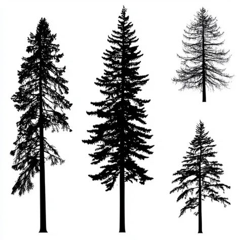 ↑↑↑ Larger size on website 🔸 The image shows five silhouettes of pine trees against a white background. The trees are various hei Pine Trees Silhouette, Pine Tree Silhouette, Tree Silhouette, White Backdrop, Pine Trees, Shop Logo, Pine Tree, The Beauty, White Background